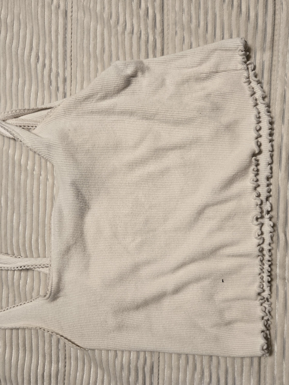 Forever 21 Cream Ribbed Tank Top with Lettuce Hem